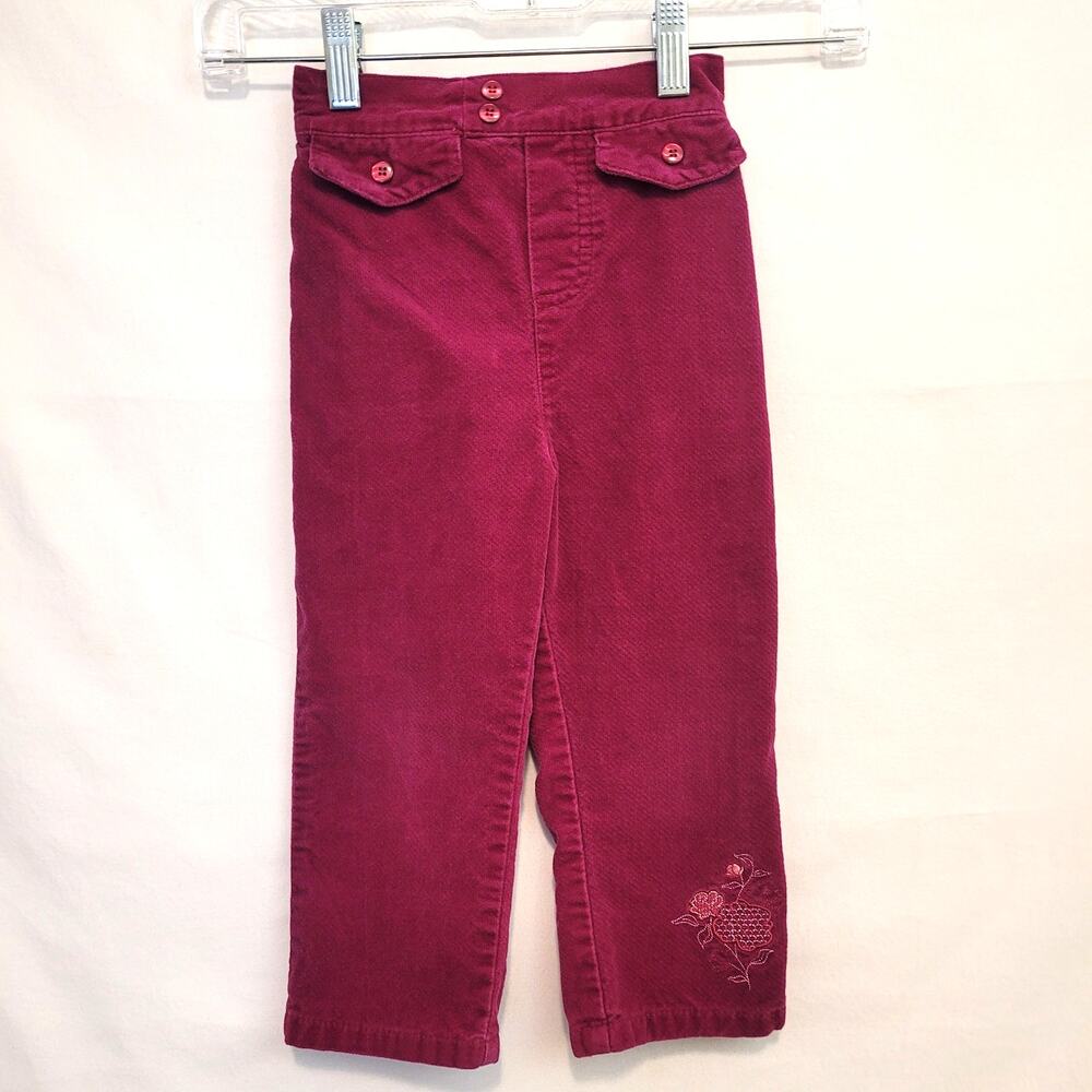Nick Jr Corduroy Cotton Pants Girls 3T Raspberry Pink Embroidered Pocket Vintage